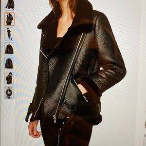 Black and faux fur moto jacket